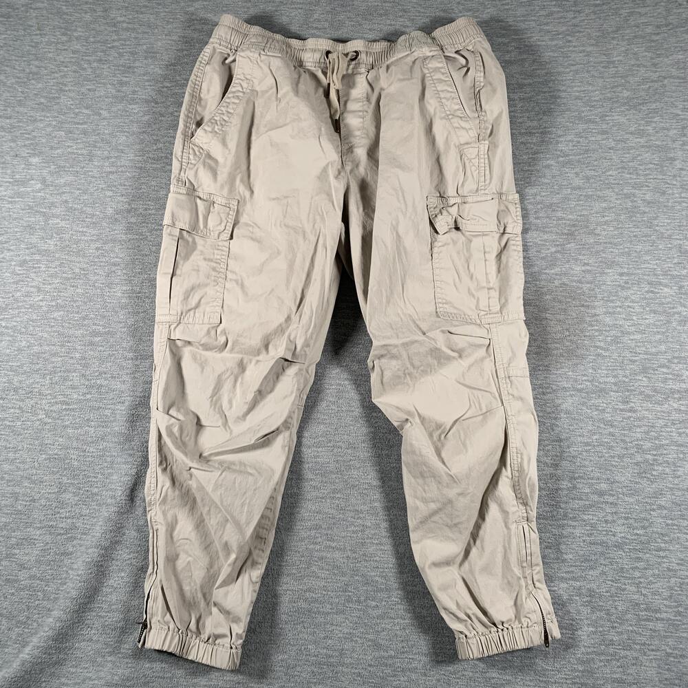 Polo Ralph Lauren Cargo Pants Womens Medium Beige Jogger Ankle Zip Elastic